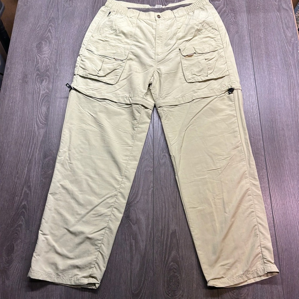 LL Bean Mens Convertible Cargo Hiking Pants Tan Supplex Nylon Large Regular